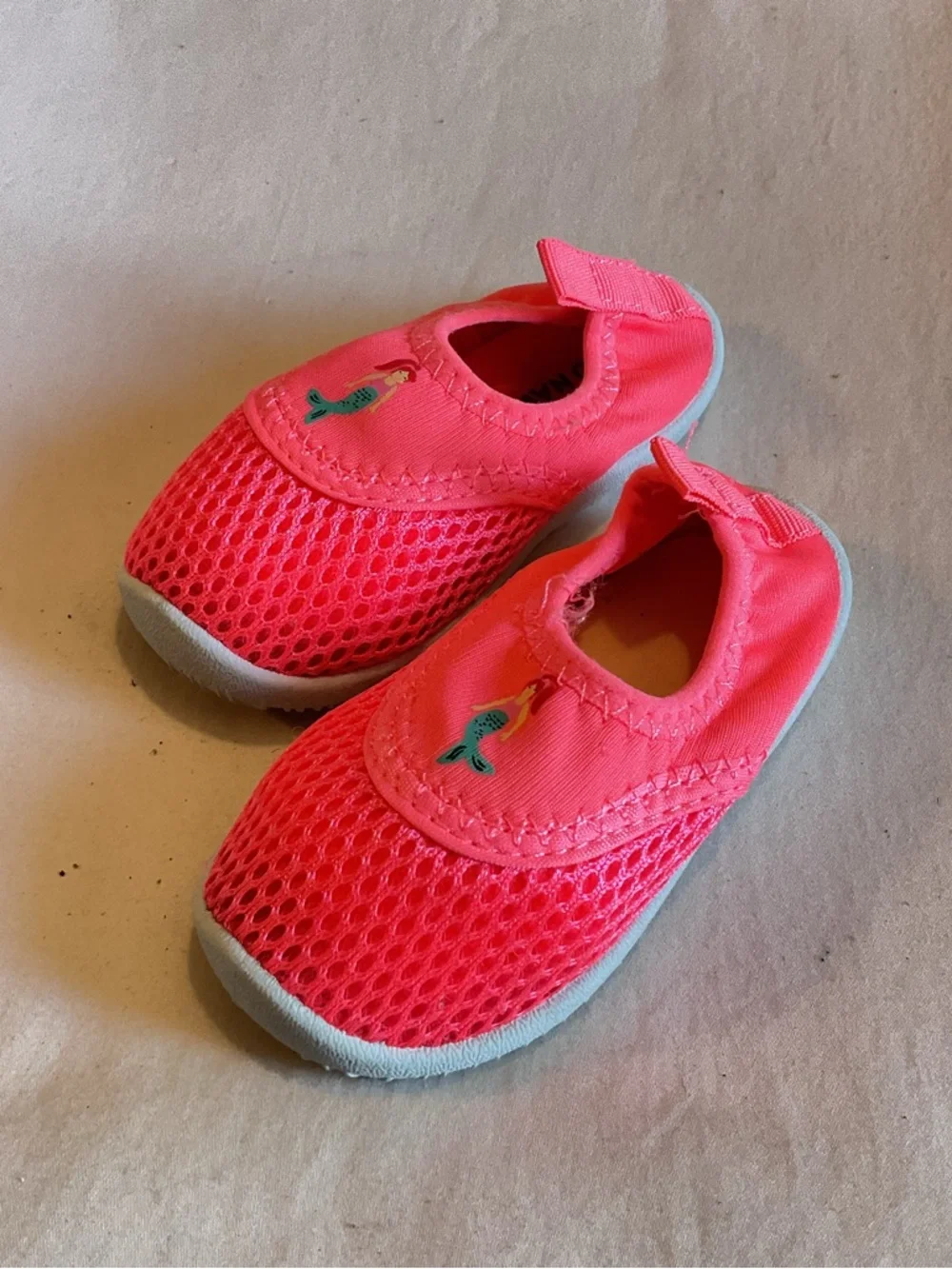 Kids Water Shoes in Bright Pink with Mermaid Accent